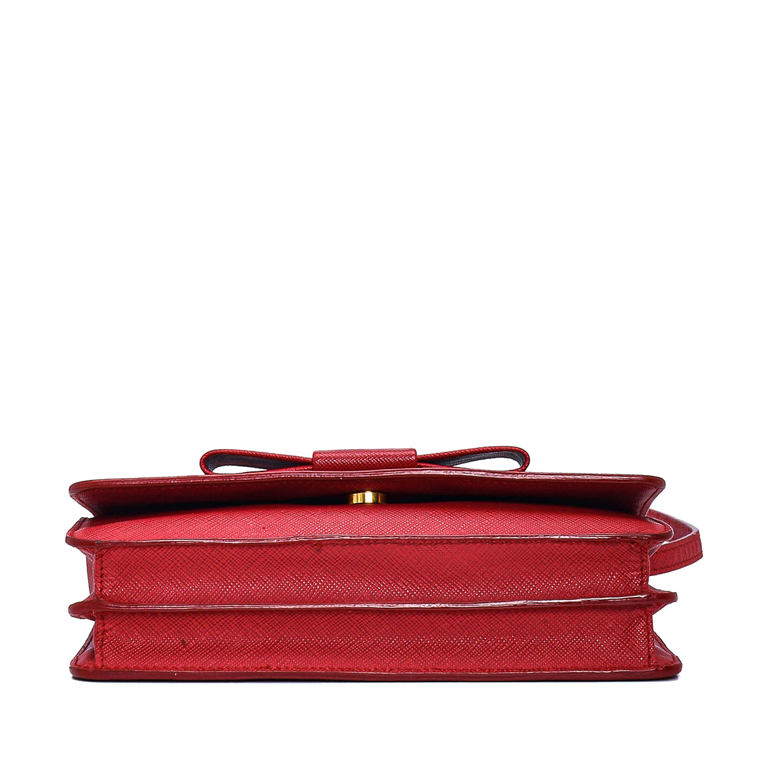 Prada - Red Saffiano Leather Ribbon Wallet On Chain Bag WOC